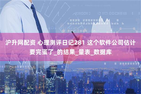 沪升网配资 心理测评日记281 这个软件公司估计要完蛋了_的结果_量表_数据库